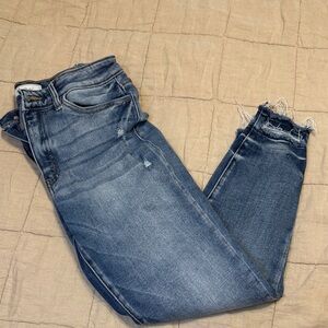 KanCan Light Blue Frayed Hem Cropped Jeans